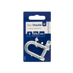 CD02008 BZP Dee Shackles 8mm. Box of 10 Cards. 1 Per card