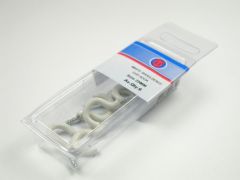 White Shouldered Cup Hooks - 25mm. Pack of 6